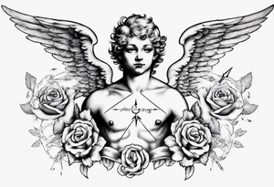 Cherub heaven sleeve with an arrow through chest tattoo idea