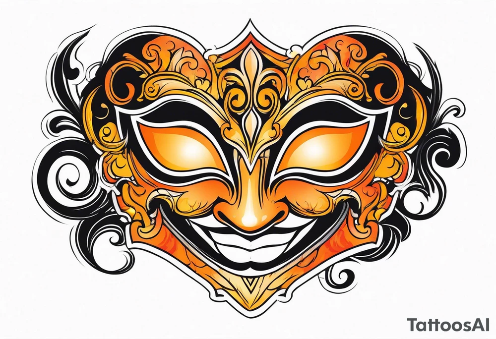 Laughing Male masquerade mask with orange smoke tattoo idea