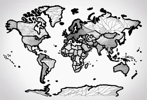 line drawing of the world map tattoo idea