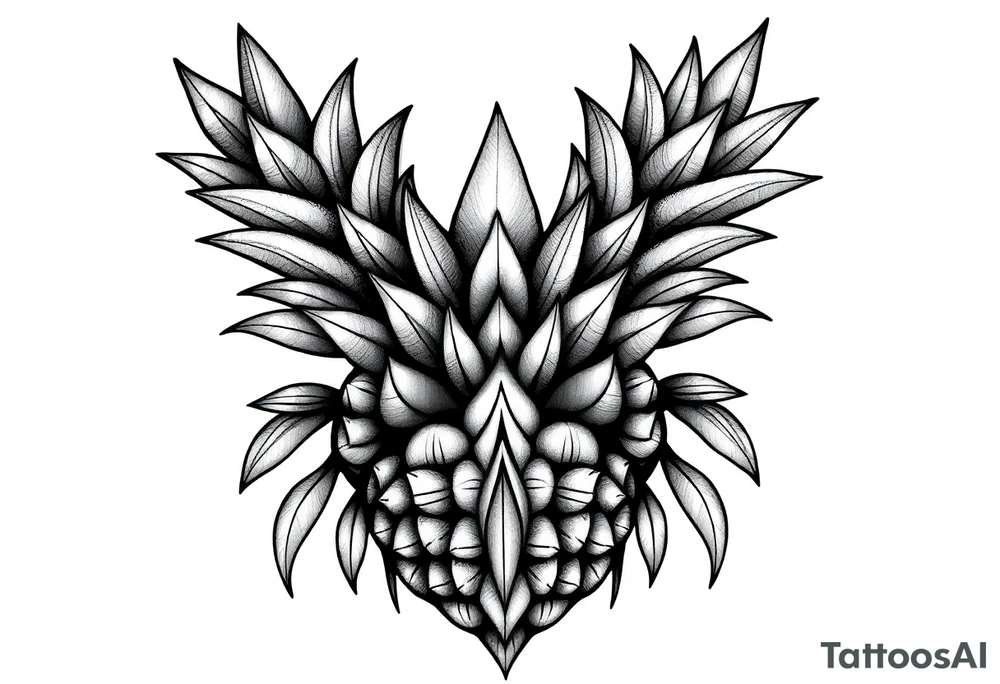 Bushy crown pineapple vagina, design to go over vagina , erotic vagina area design, anus to be at the bottom tattoo idea