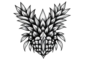 Bushy crown pineapple vagina,  design to go over vagina , erotic vagina  area design, anus to be at the bottom tattoo idea