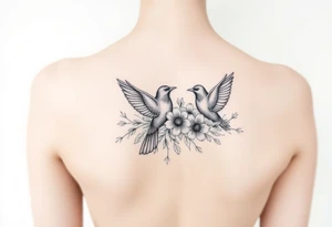 crows with flowers tattoo idea