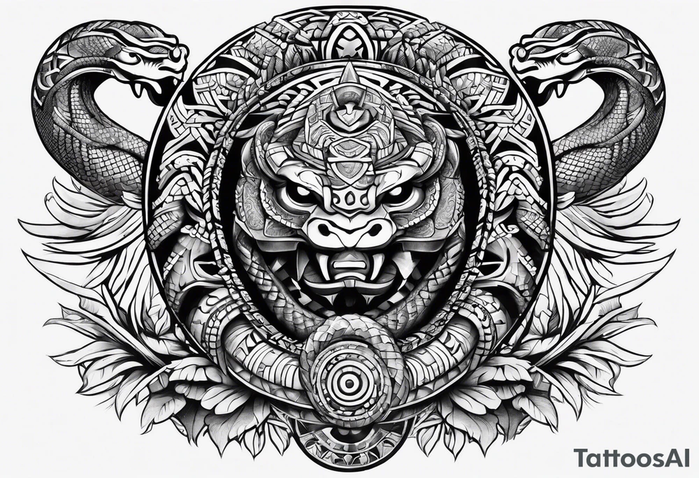 aztec snake sleeve tattoo idea