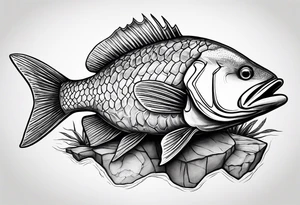 Jewfish on a log with a soccer ball tattoo idea