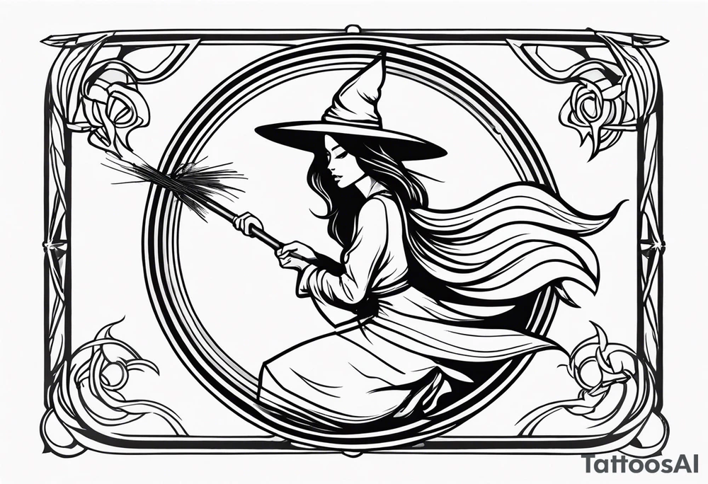 witch, fantasy, broom, charmed,wicca tattoo idea