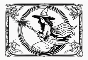 witch, fantasy, broom, charmed,wicca tattoo idea