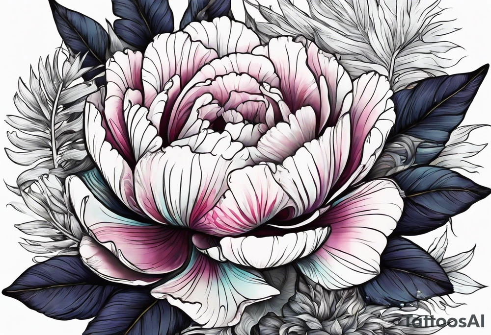 sea,, night, flower, palm, tattoo idea