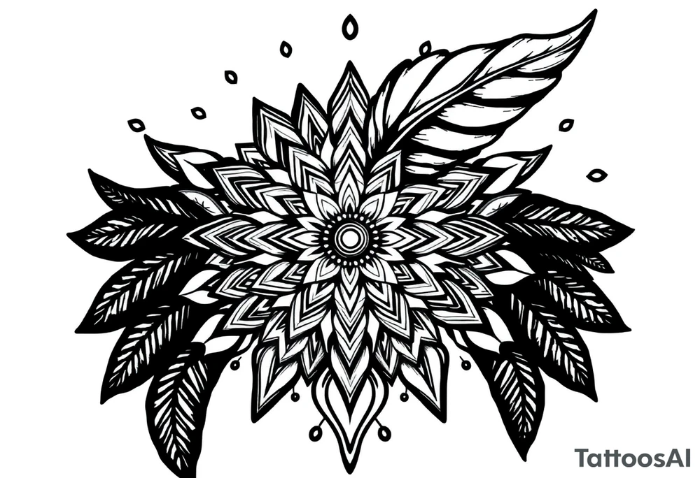 spiritual feather indian mandala shaman tattoo idea