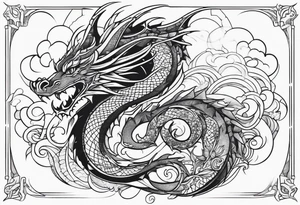 Geometric aquatic dragon cute tattoo idea