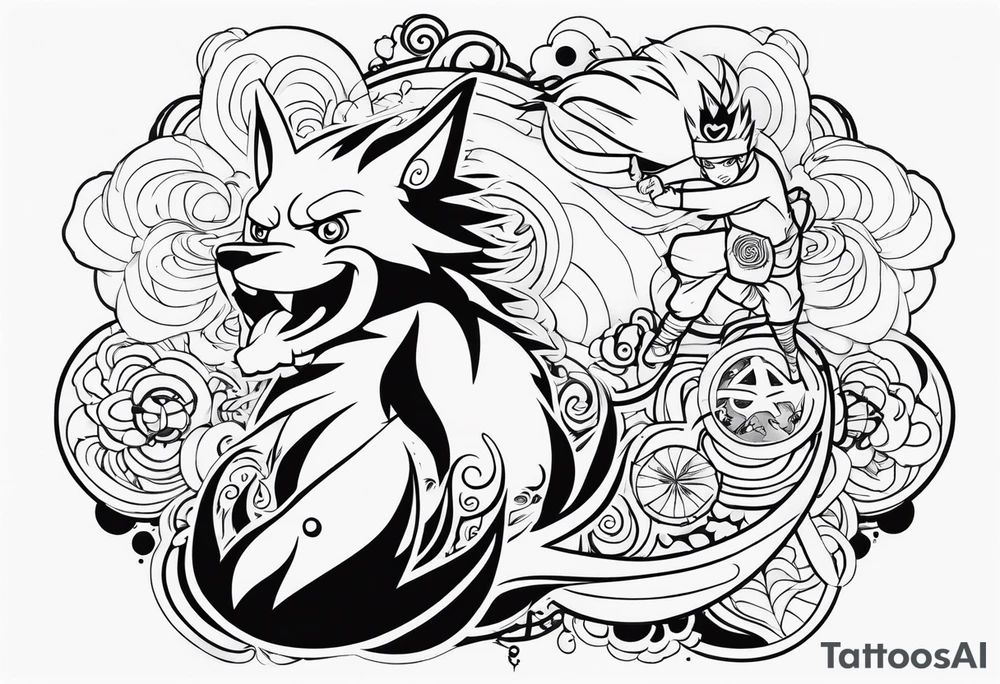 Kurama Naruto Luffy tattoo idea