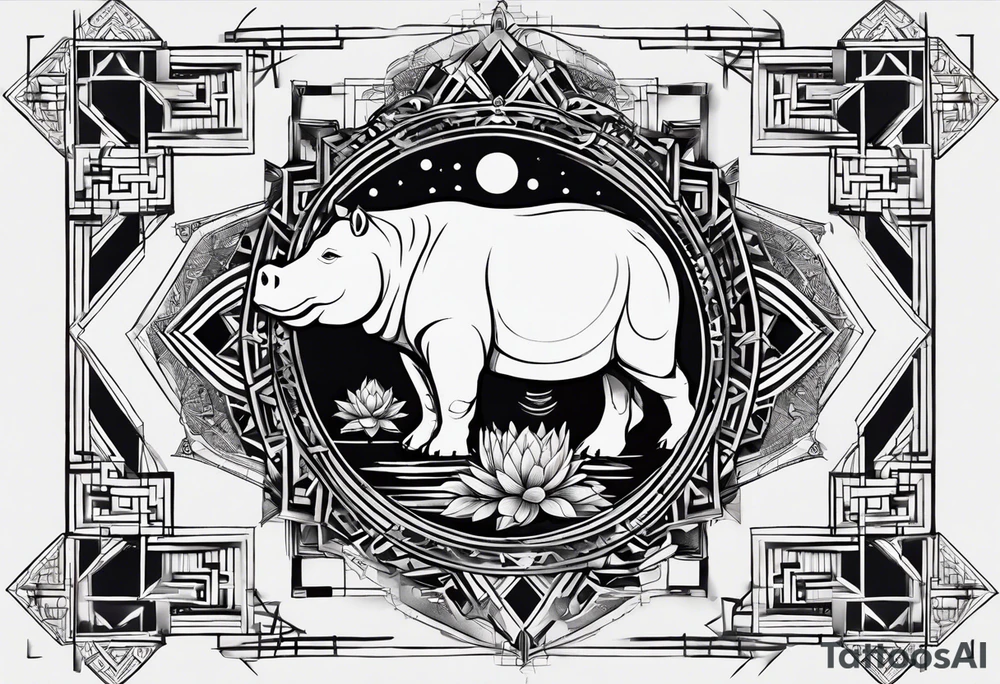 Very asymmetrical, +geometric pattern, with realistic full moon, with hippo, +zen feel, + Buddhism touch, +tribal, +geometric, +inkart , +blackwork
with wintersweet flower bud, +portrait orientation, +inkart touch, tattoo idea