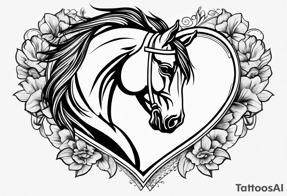 heart with horse tattoo idea