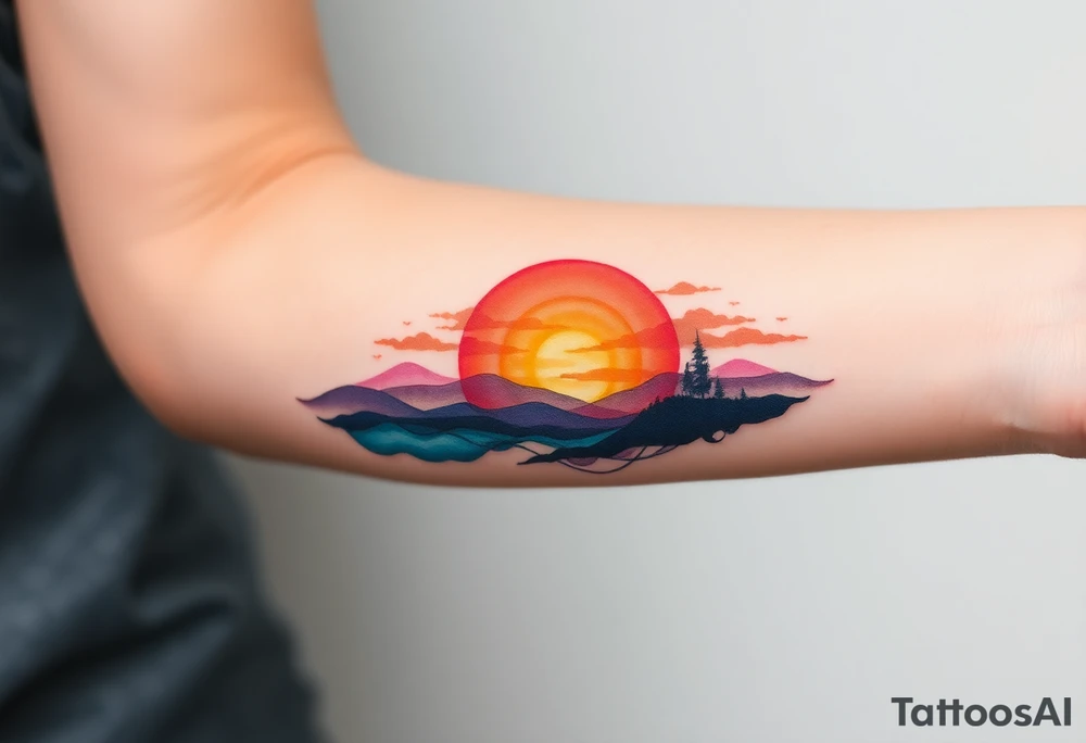 A realistic sunset tattoo idea