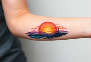 A realistic sunset tattoo idea