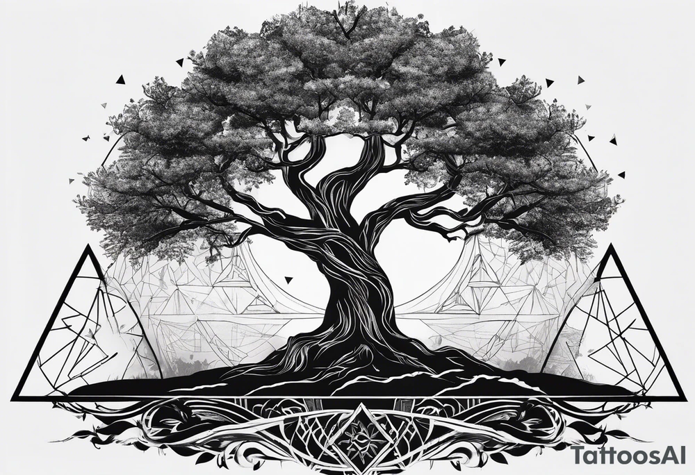 tree of life
3 line triangles behind tattoo idea