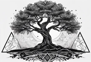 tree of life
3 line triangles behind tattoo idea