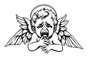 weird crying angel tattoo idea