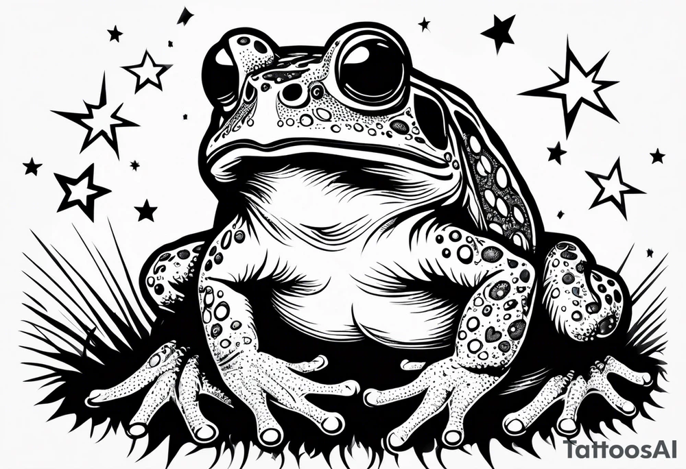Toad pointing at stars tattoo idea