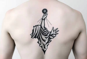i want a boy reaching out to Jesus hand while falling into the void tattoo idea