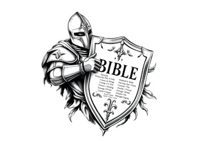 A knight with a bible on his shield tattoo idea tattoo idea