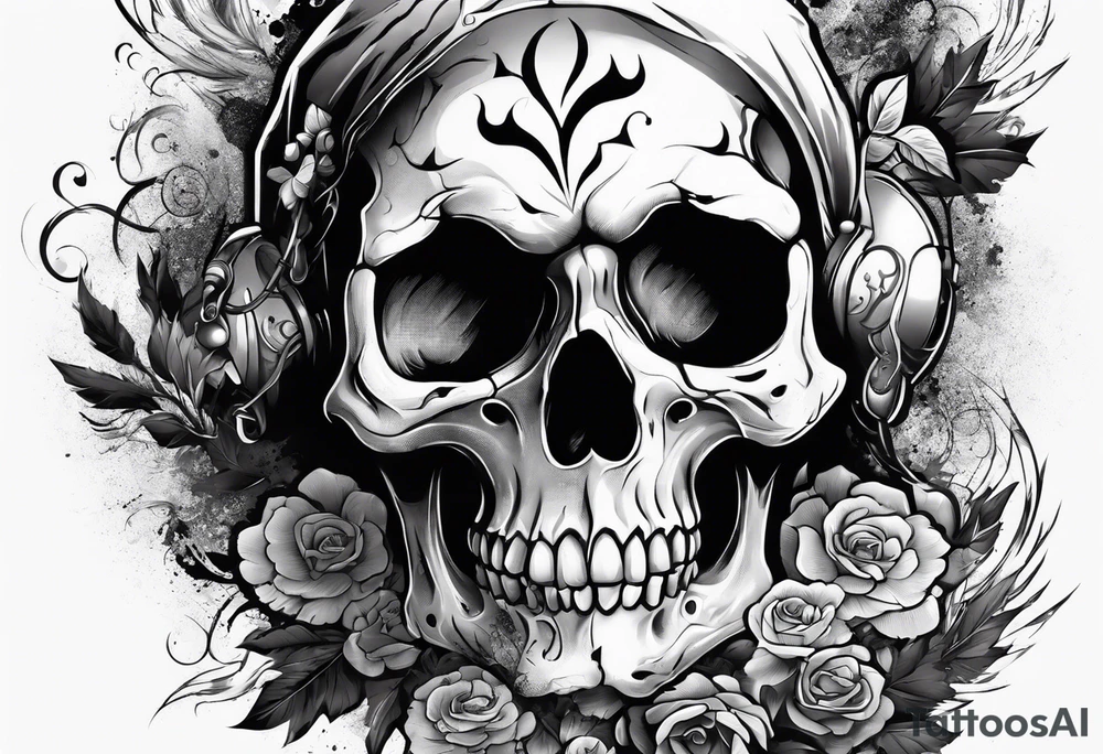 Skull with nuke cloud tattoo idea