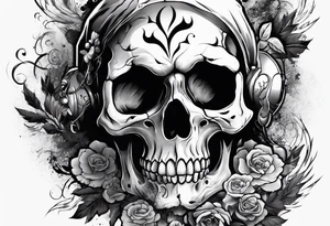 Skull with nuke cloud tattoo idea