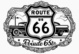 fine line route 66 sign tattoo idea