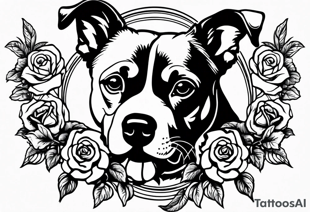 dog eating a rose bush tattoo idea