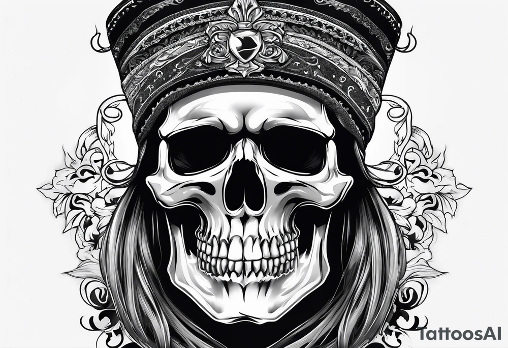 skull outlaw with bandana tattoo idea