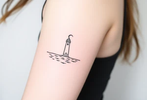 Girly light house on water with crescent moon tattoo idea