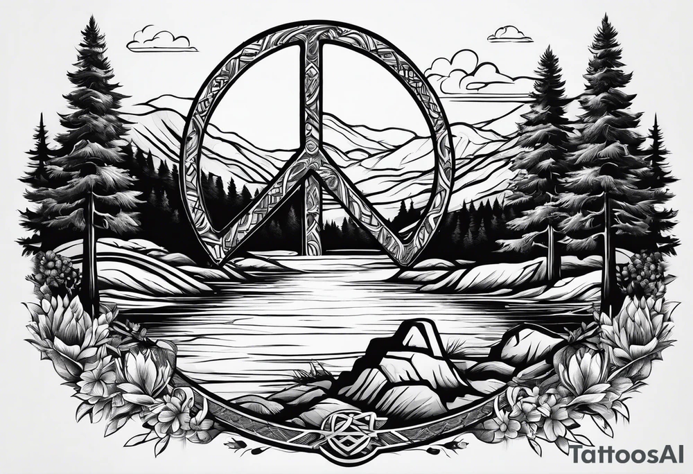 Peace sign with river 
Peace like a river. It is well tattoo idea