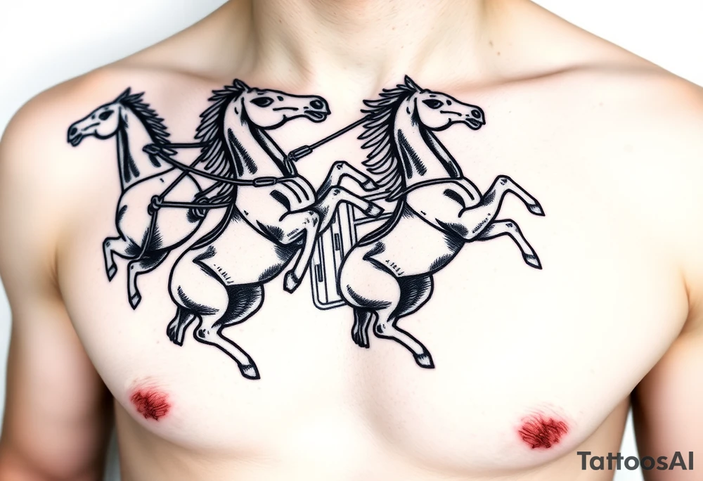 rearing Roman chariot horses tattoo idea