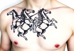 rearing Roman chariot horses tattoo idea