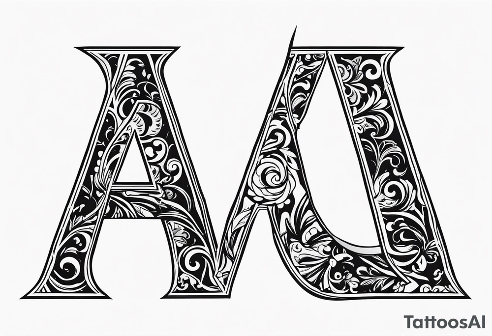 the letters A and R tattoo idea