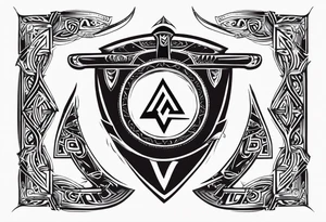 Valhalla sword shield axe Valknut  tribal tattoo idea
