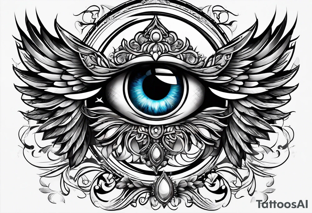 big eye with wings tattoo idea