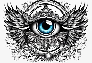 big eye with wings tattoo idea