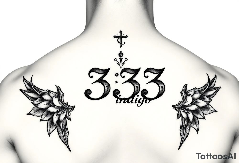 Spiritual number 333 with the name indigo in it tattoo idea