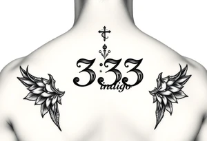 Spiritual number 333 with the name indigo in it tattoo idea
