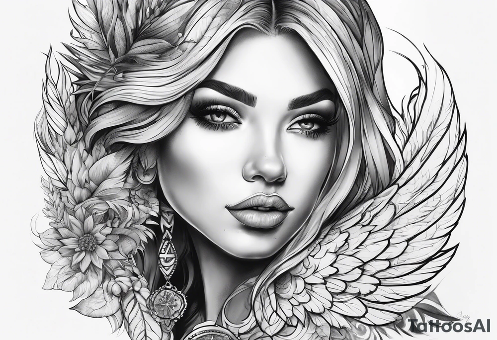 Angle with the name Kay tattoo idea