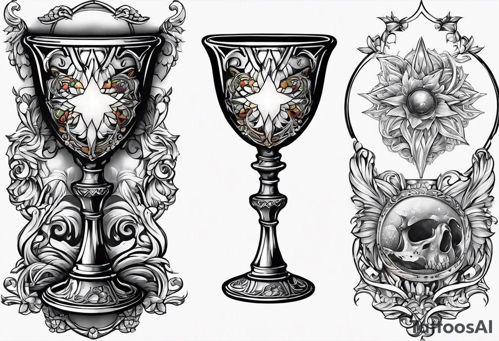 chalice surrounded by halo tattoo idea