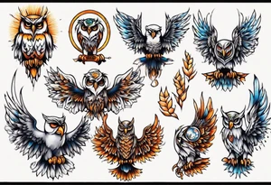 Sonne Eule tattoo idea