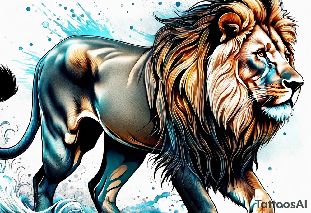 powerful majestic lion, close-up tattoo idea