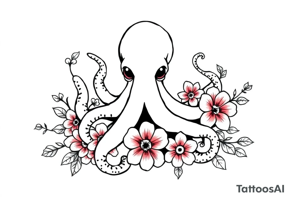 octopus and flowers tattoo idea