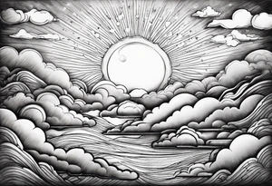 The sun shining over the clouds tattoo idea