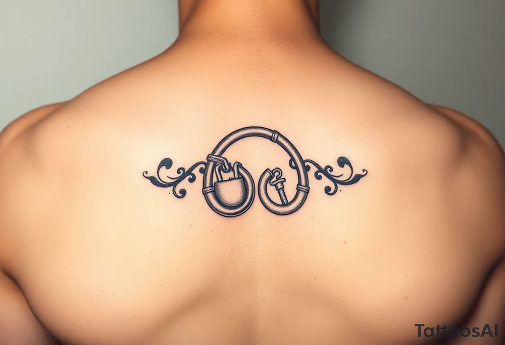 combination of key and lock as two wedding rings as symbol of infinity tattoo idea