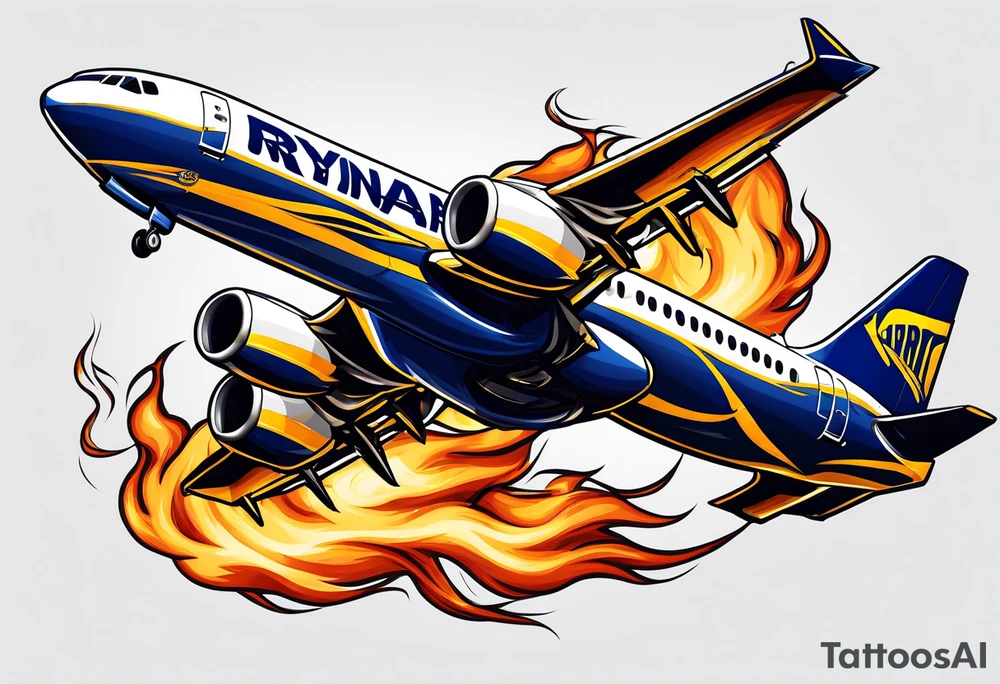 Ryanair airplanes in flame and crashing eachother tattoo idea