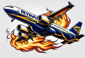 Ryanair airplanes in flame and crashing eachother tattoo idea