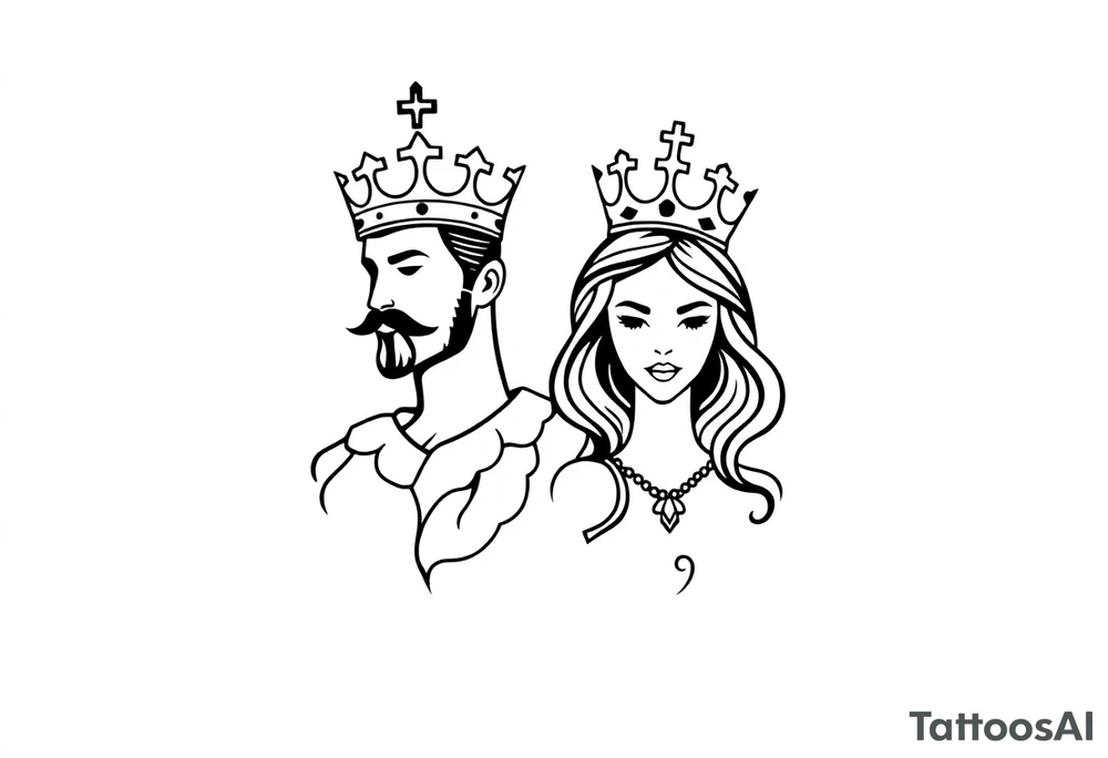 King and Queen couple with crown tattoo idea