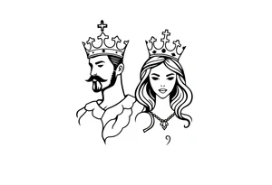 King and Queen couple with crown tattoo idea
